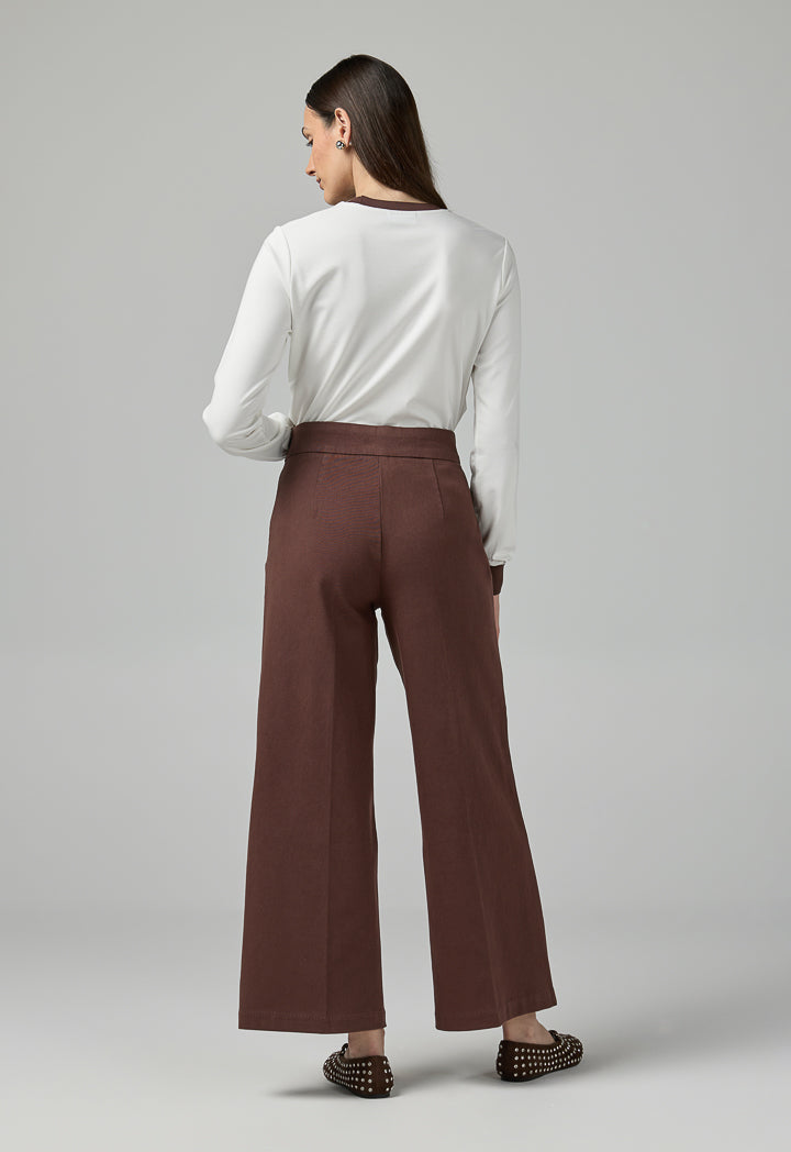 Choice Wide Leg Denim Trousers Brown