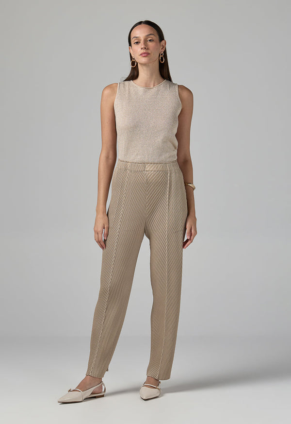 Choice Straight Cut Pleated Trousers Beige