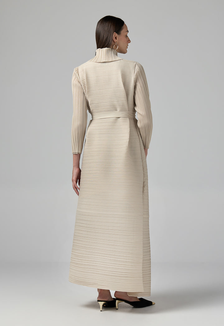 Choice Long Sleeve Printed Maxi Abaya Beige