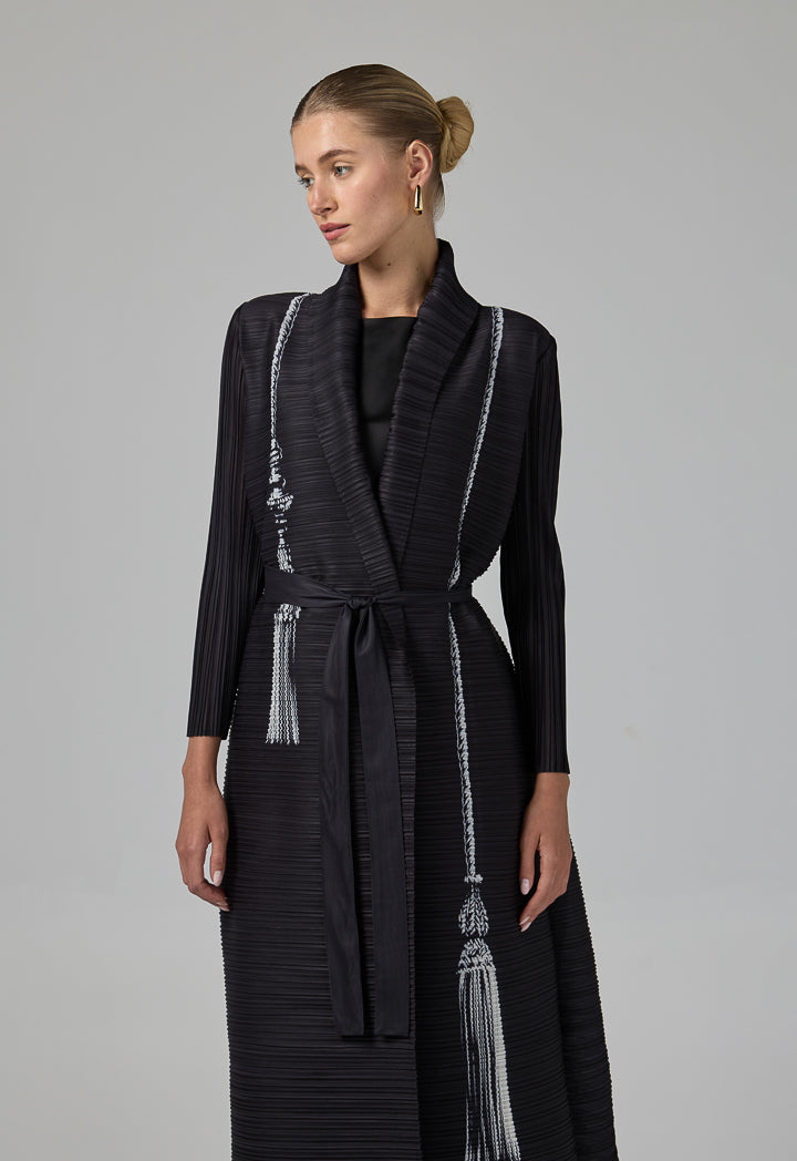 Choice Long Sleeve Printed Maxi Abaya Black