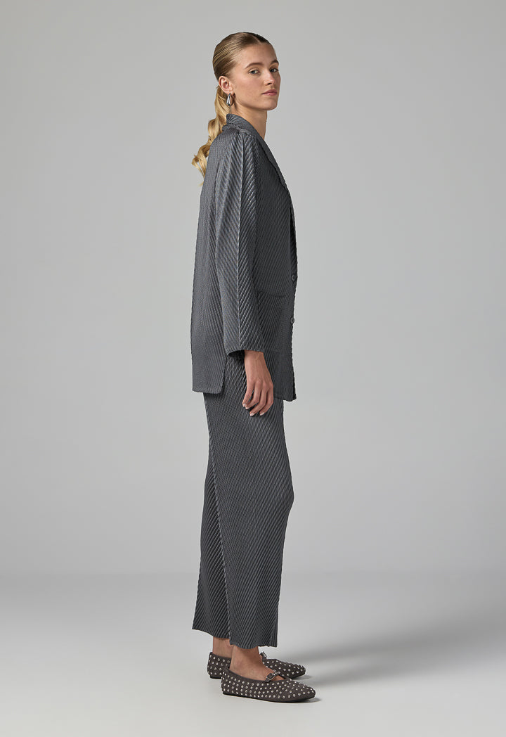 Choice Front Pocket Notched Collar Jacket Grey