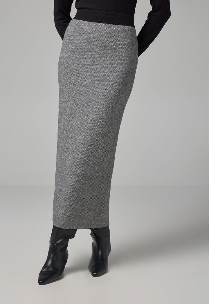 Choice Knitted Straight Cut Solid Skirt Black