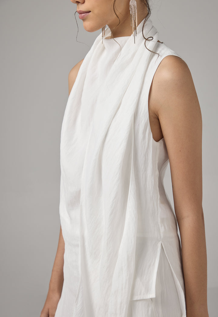 Choice Crinkled Sleeveless Top Off White