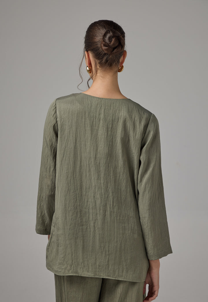 Choice Crinkled Regular Fit Shirt Olive