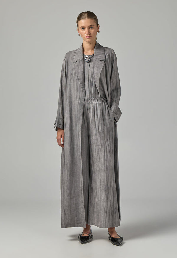 Choice Crinkled Straight Cut Trousers  Grey