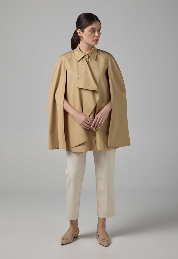 Choice Solid Front Flap Pockets Cape Beige