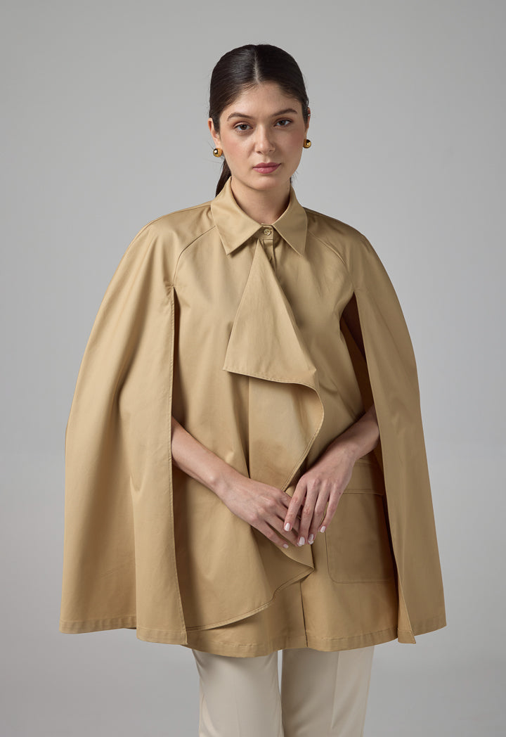Choice Solid Front Flap Pockets Cape Beige