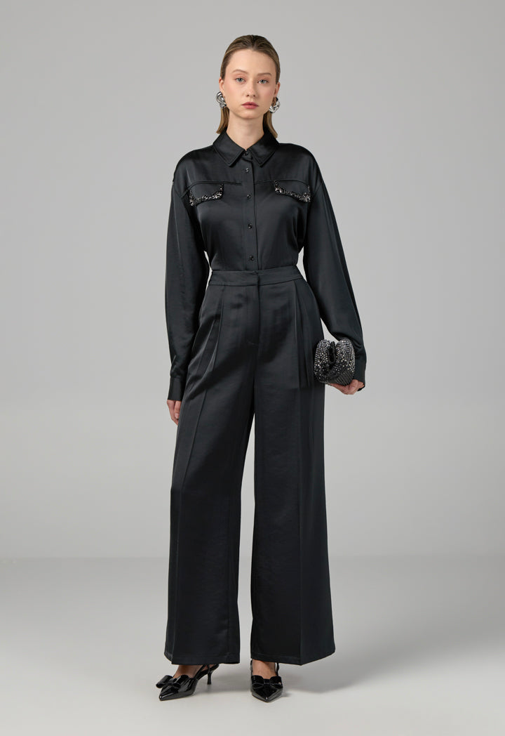 Choice Basic Wide Leg Trousers Black