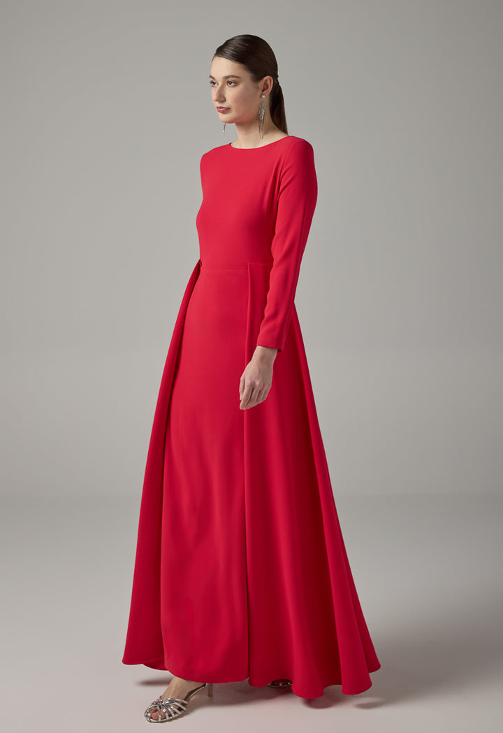 Choice Solid Overlay Maxi Dress Red