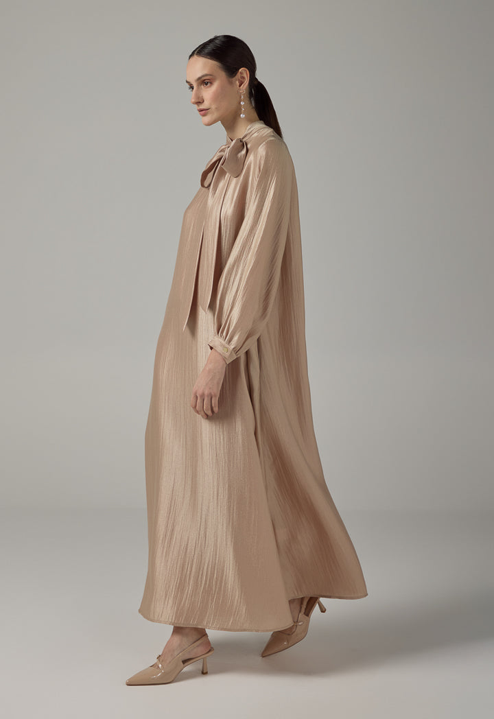 Choice Solid Non Detachable Scarf Maxi Dress Rose Gold