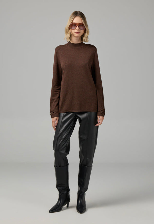 Choice Basic Long Sleeve Knitted Sweater Brown