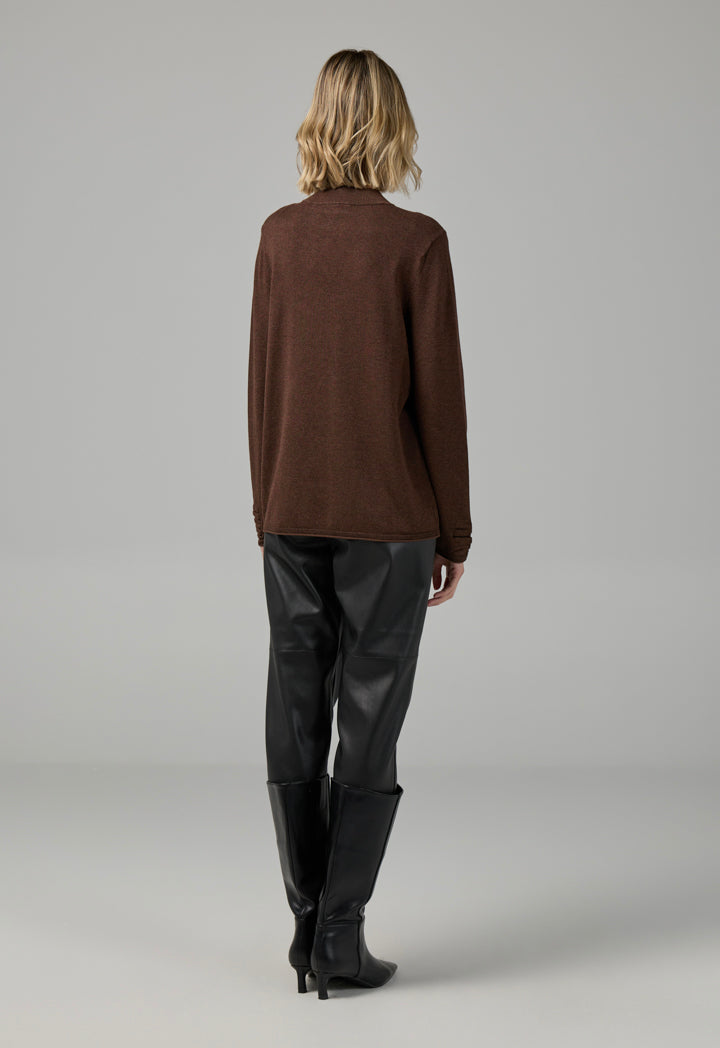 Choice Basic Long Sleeve Knitted Sweater Brown