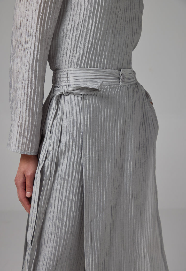 Choice Textured Overlay Solid Trousers Grey