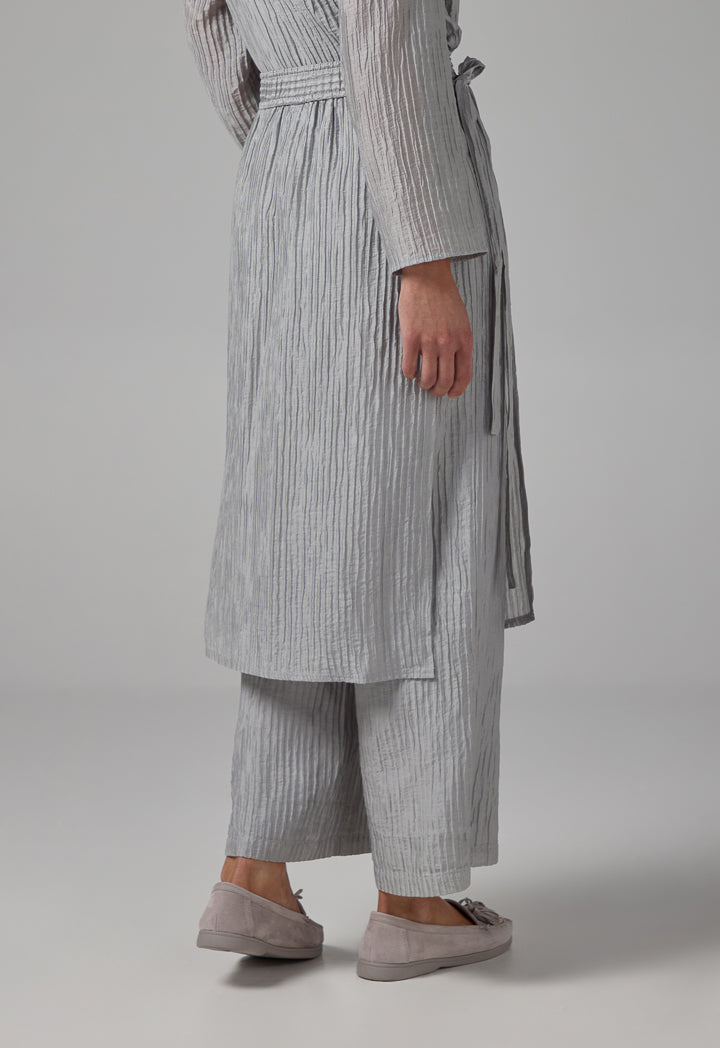 Choice Textured Overlay Solid Trousers Grey