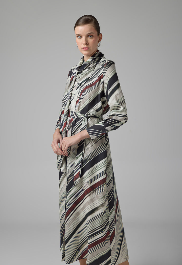 Choice Multicolor Dress With Detachable Scarf Multi Color