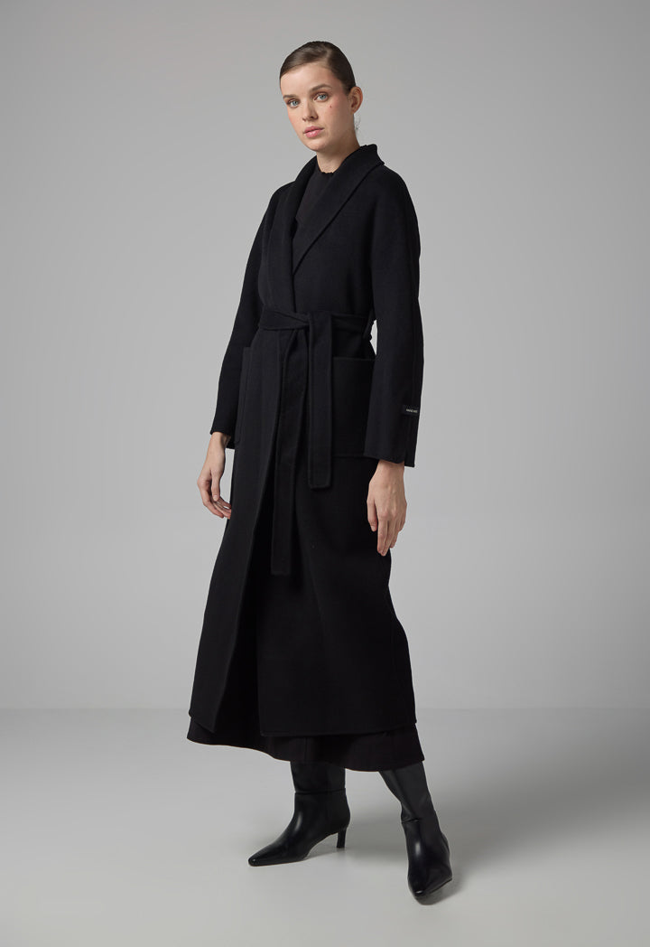 Choice Belted Wool Handmade Coat Black