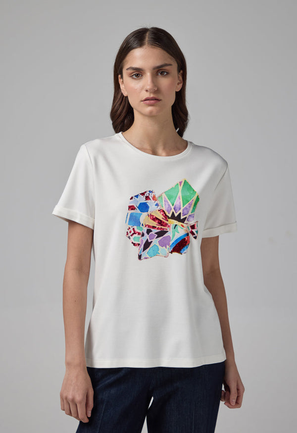 Choice Abstract Print T-Shirt Off White