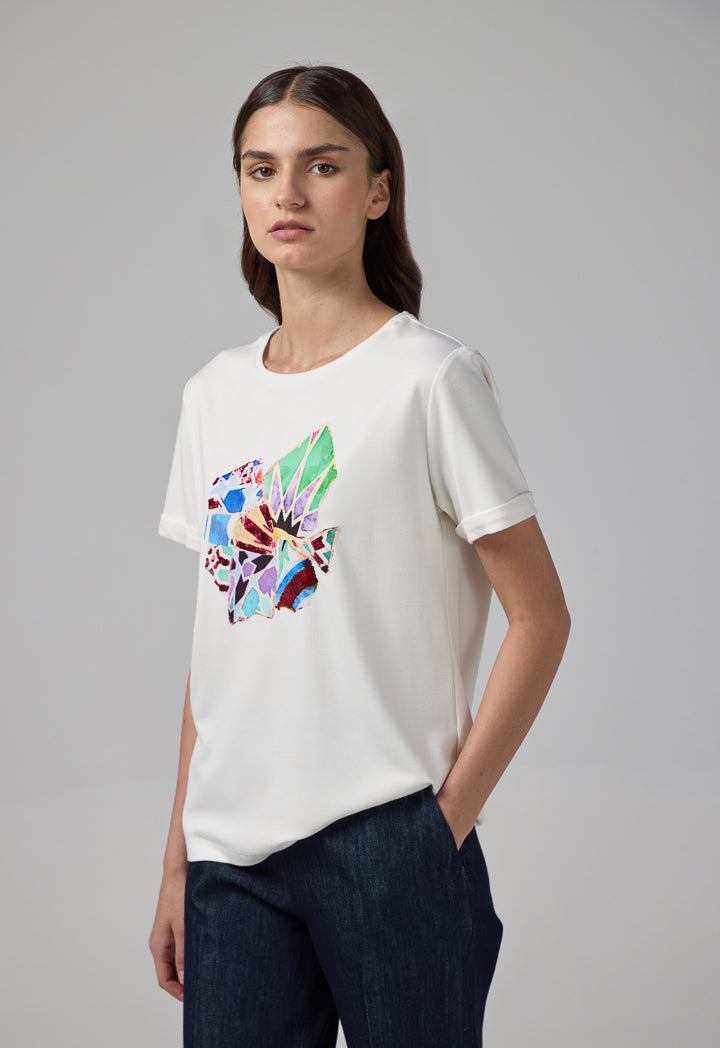 Choice Abstract Print T-Shirt Off White