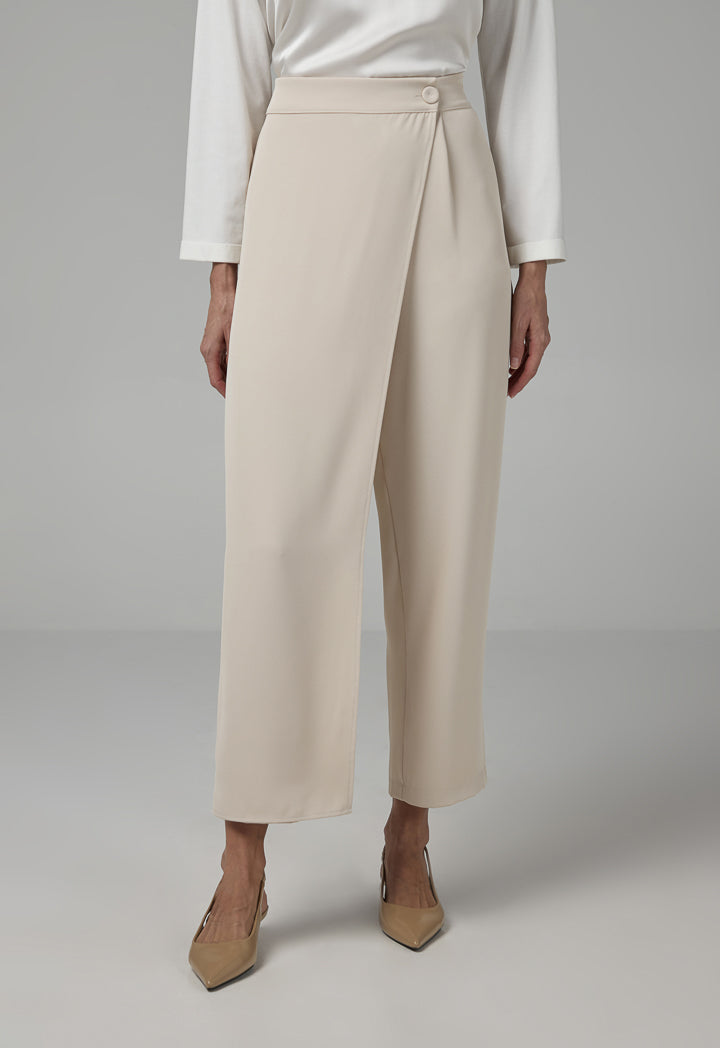 Choice Straight Cut Wrap Trousers Beige