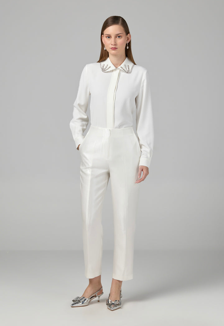 Choice Straight Leg Basic Trousers Off White