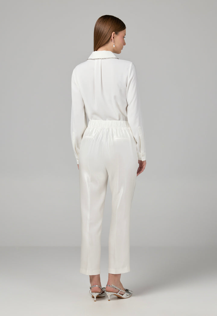 Choice Straight Leg Basic Trousers Off White
