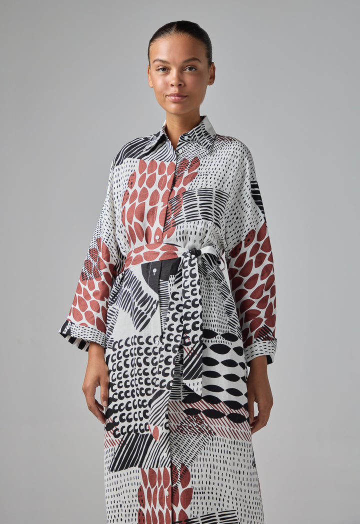 Choice Abstract Print Shirt Dress Multi Color