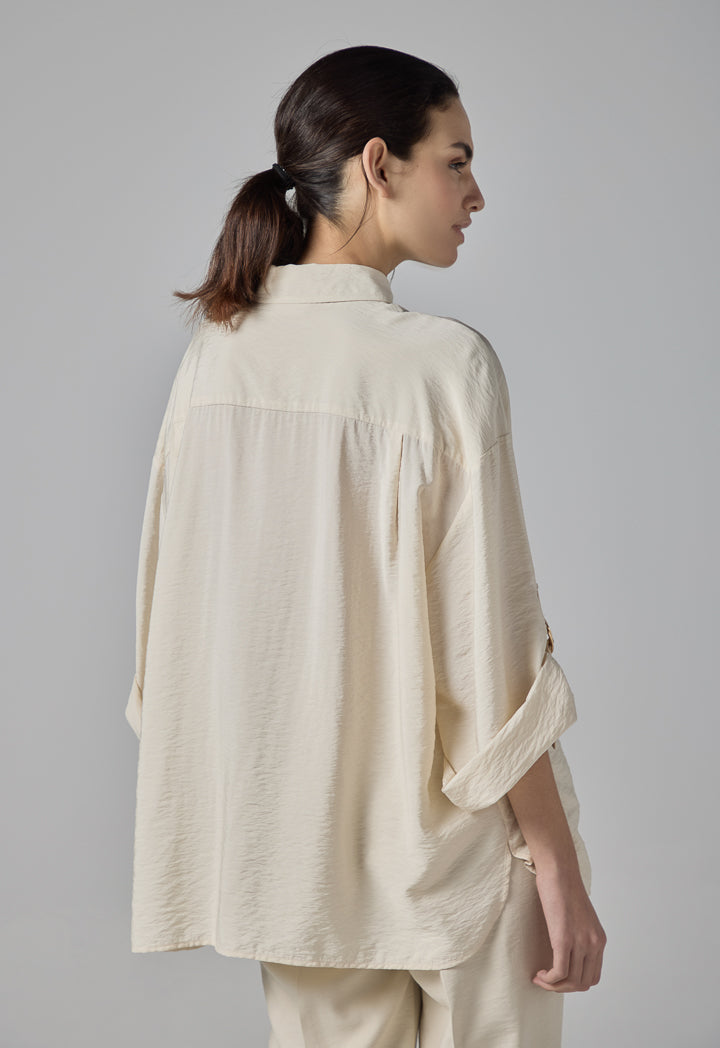 Choice Solid Relaxed Fit Shirt Beige