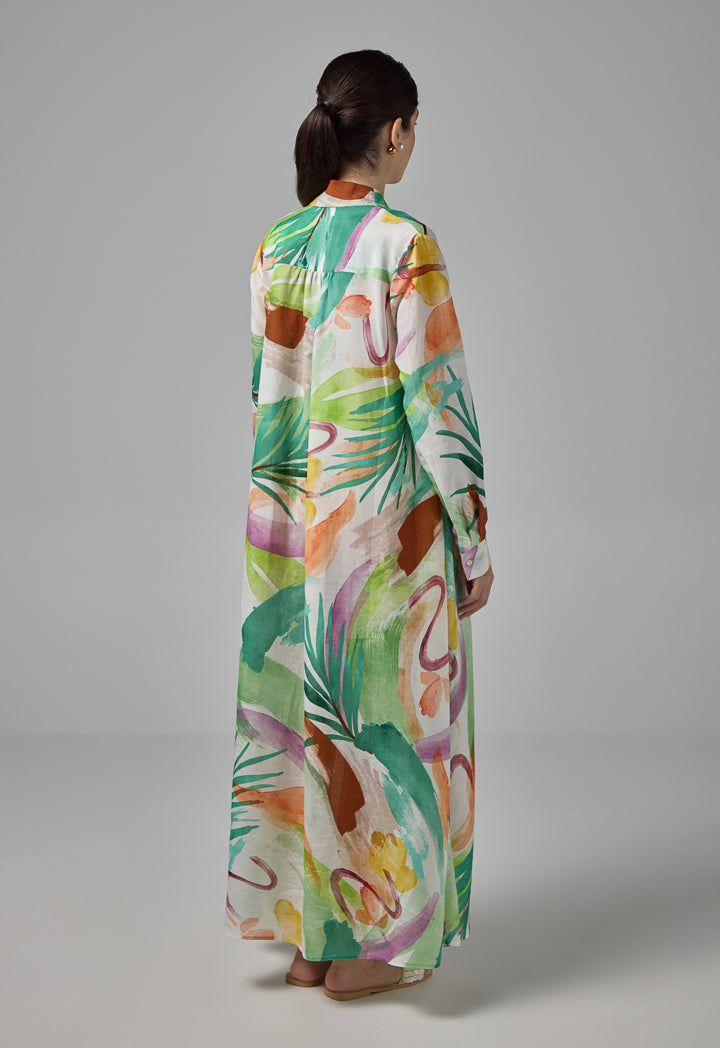 Choice Printed V-Neck Dress Multi Color