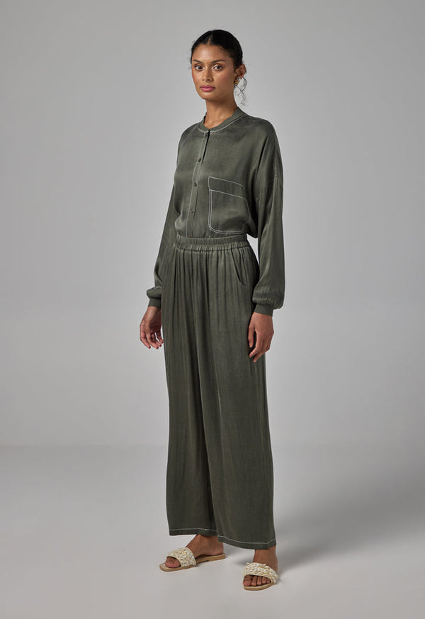 Choice Elasticated Waist Basic Trousers Khaki