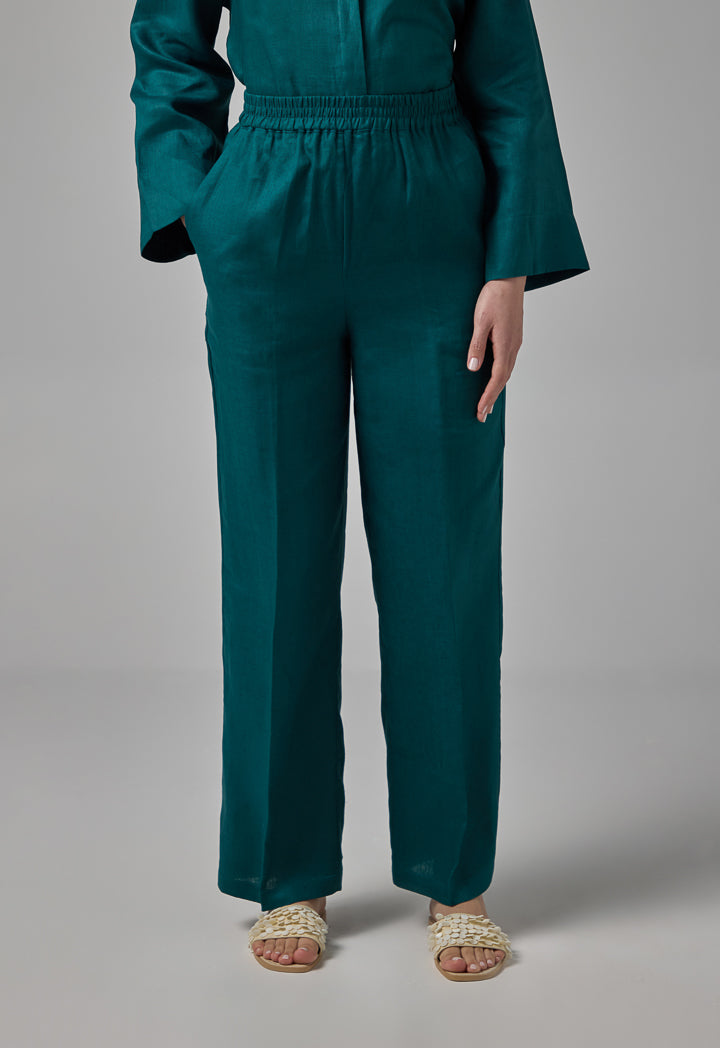 Choice Elasticated Waist Linen Trousers Teal