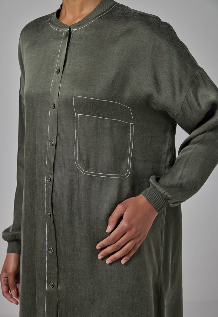 Choice Drop Shoulder Solid Shirt Khaki