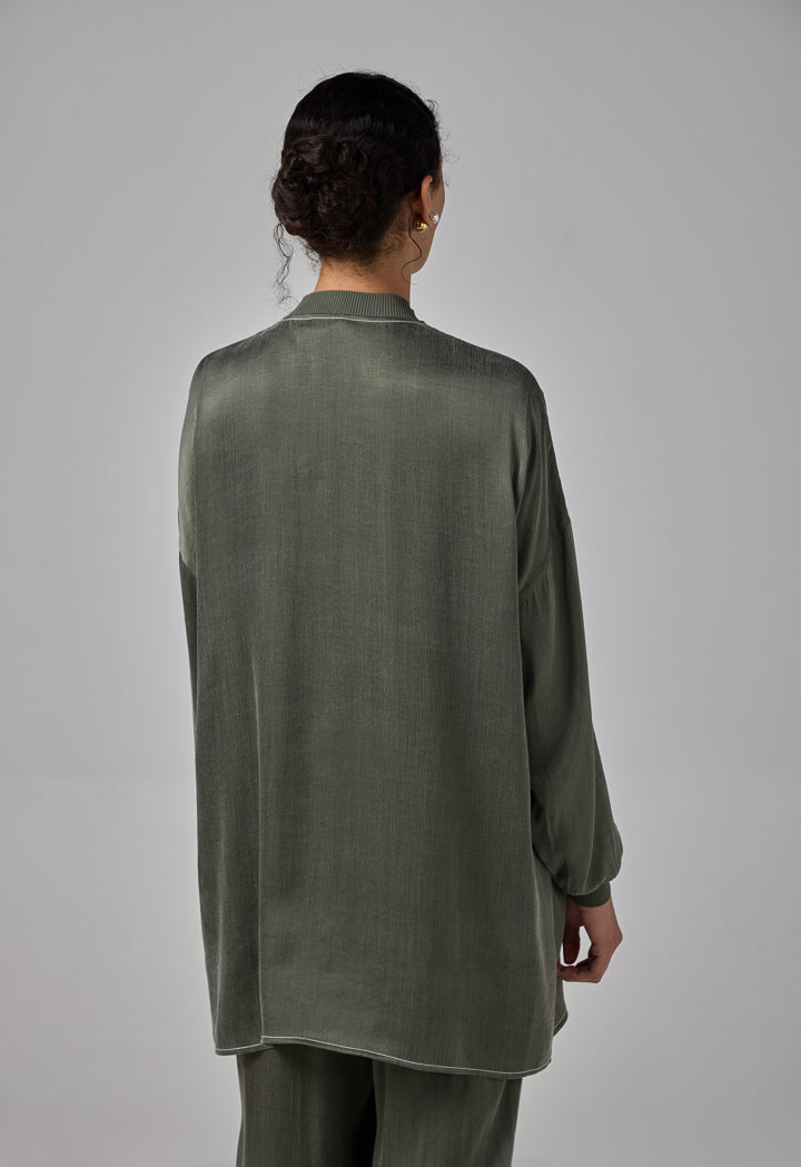 Choice Drop Shoulder Solid Shirt Khaki