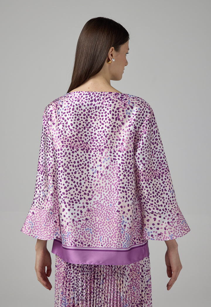 Choice Long Sleeve Printed Blouse Purple
