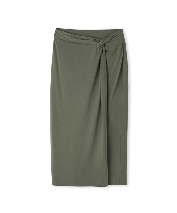 Ipekyol Twisted Detail Midi Skirt Khaki