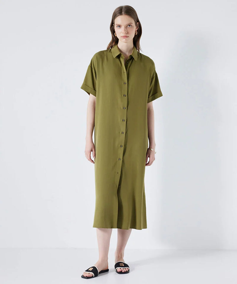 Ipekyol Relaxed Fit Shirt Dress Khaki