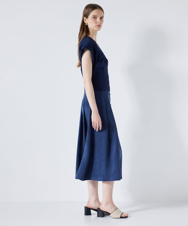 Ipekyol Fabric Mix Midi Dress Navy Blue
