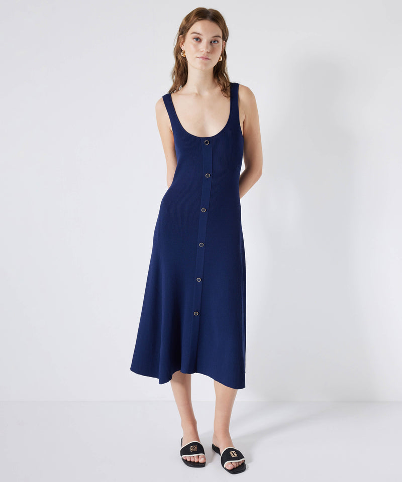 Ipekyol Midi Dress With Button Accessories Navy Blue