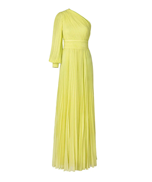 Ipekyol Asymmetrical Sleeve Maxi Dress Yellow