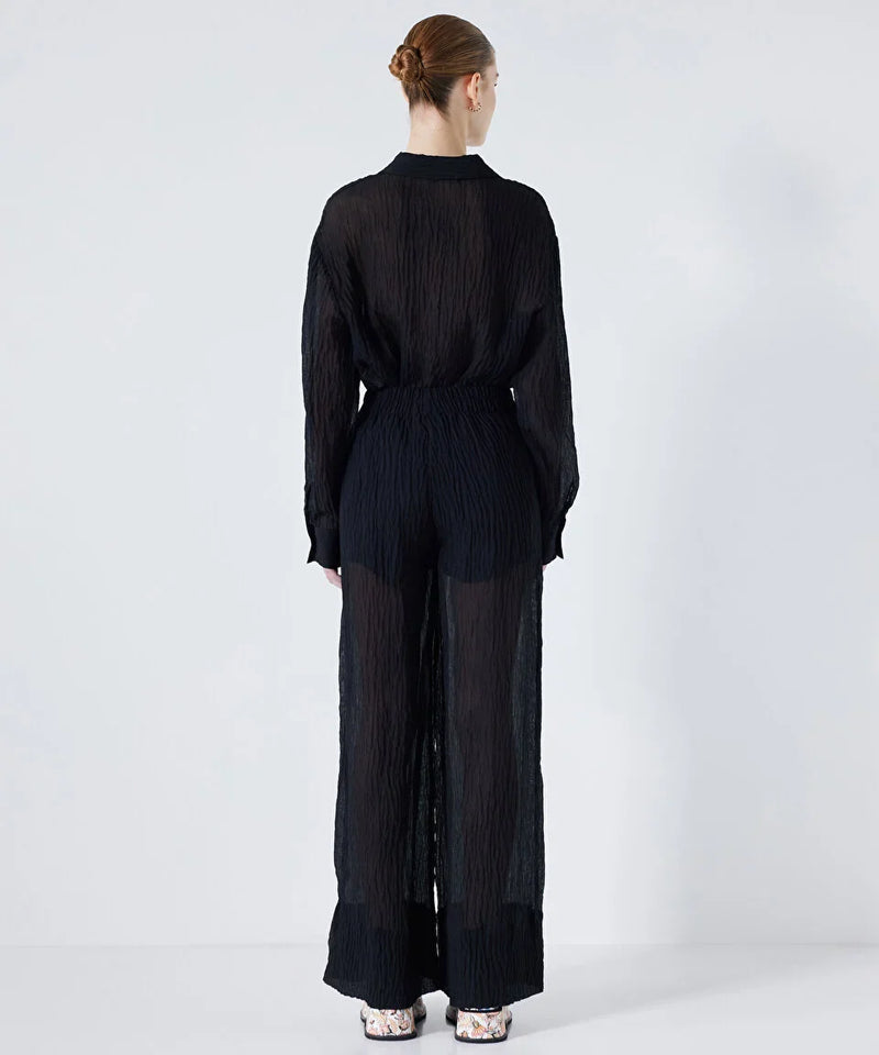 Ipekyol Textured Wide Leg Fit Trousers Black