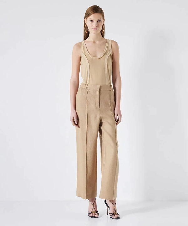 Ipekyol Ribbed Linen Trousers Natural