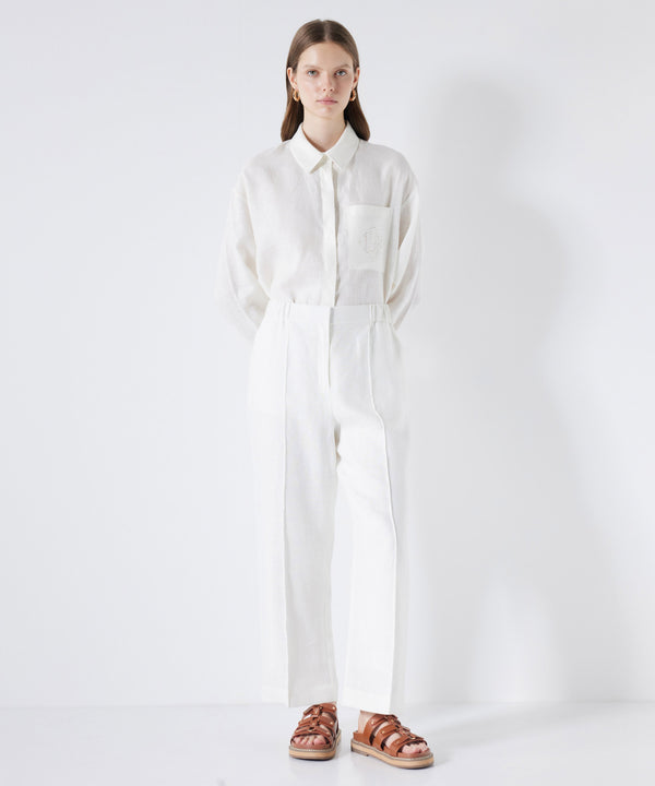 Ipekyol Straight Fit Linen Trousers White