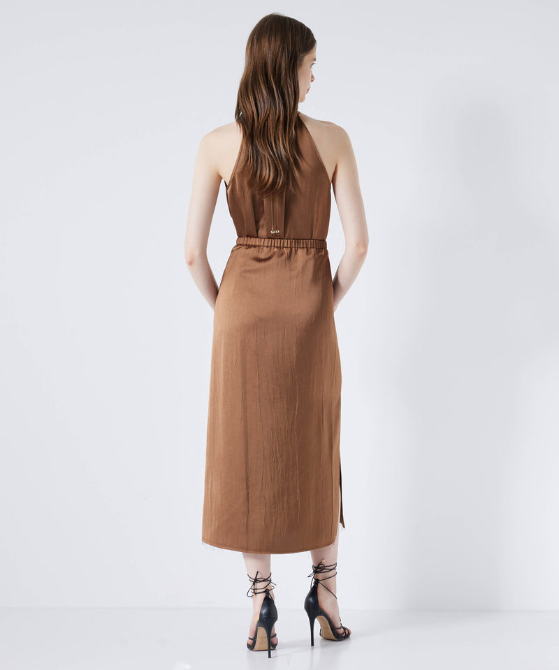 Ipekyol Shiny Textured Midi Skirt Brown