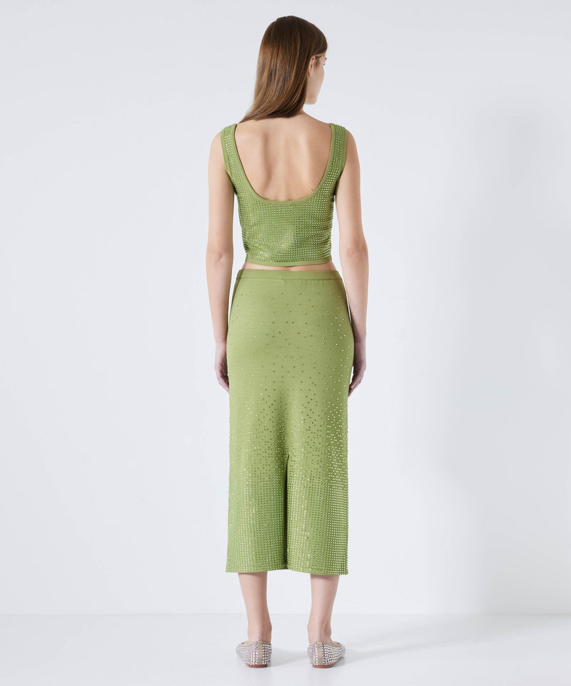 Ipekyol Hotfix Printed Knit Skirt Green