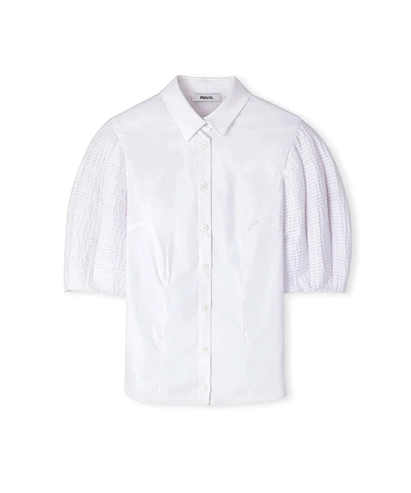 Ipekyol Fabric Mix Balloon Sleeve Shirt Off White
