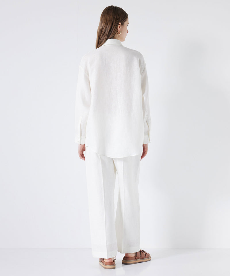 Ipekyol Linen Shirt With Monogram Embroidery White