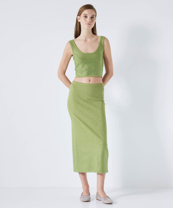 Ipekyol Hotfix Printed Crop Knitwear Green
