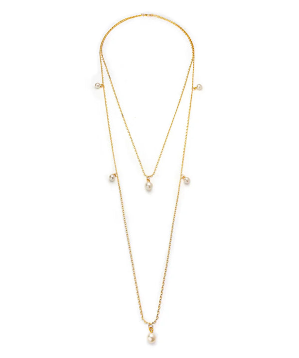 Ipekyol Metal Necklace With Faux Pearls Gold