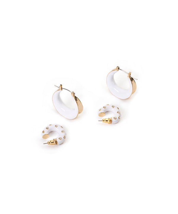 Ipekyol Double Earring Set White