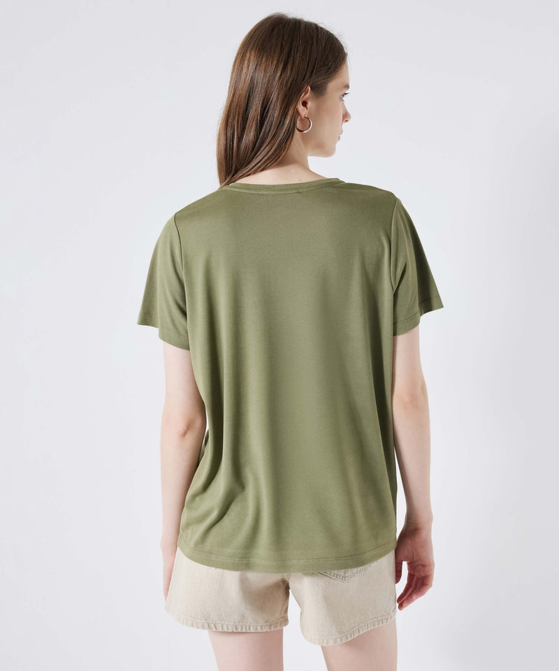 Ipekyol V-Neck Basic T-Shirt Khaki