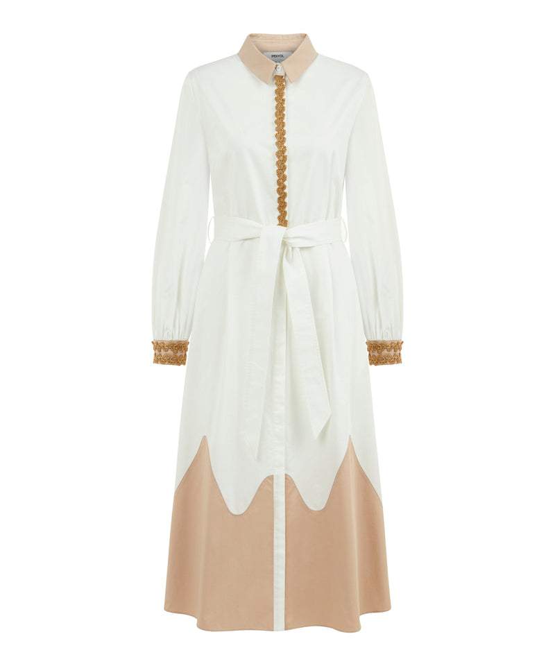 Ipekyol Embroidered Detail Belted Shirt Dress Off White